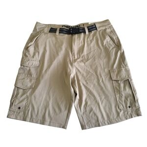Denali Hybrid Cargo Shorts Mens 36 Khaki Tan Belted Stretch Performance New